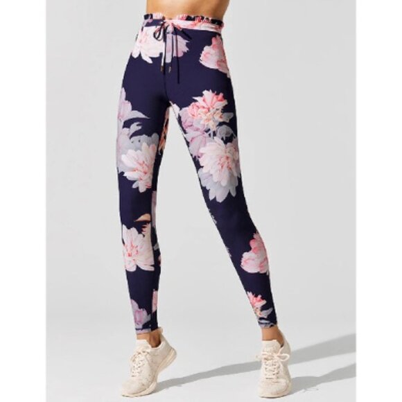 NWOT Celestine Ruffled Lace-Up Floral Leggings Size Medium - Picture 1 of 8